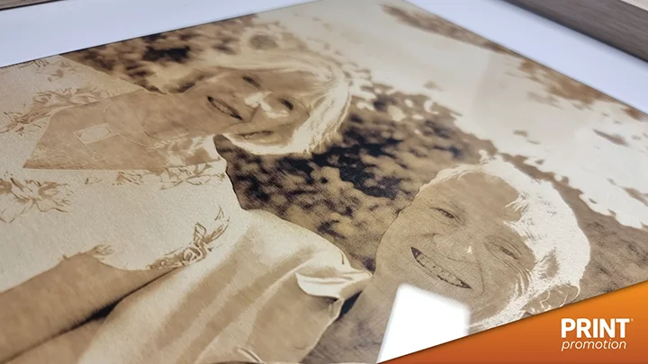 Personalised photo laser engraved on wood