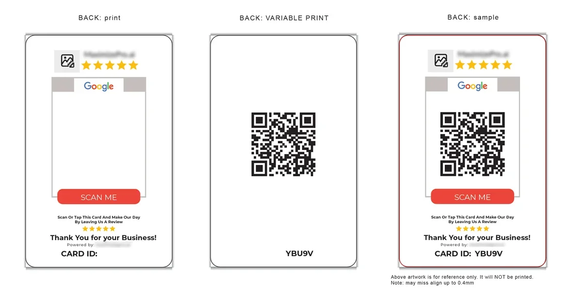 variable QR code printing on NFC cards