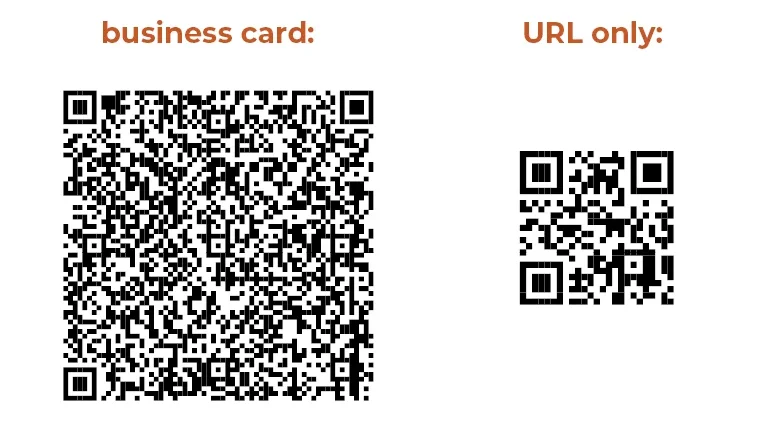 QR code types - business card vs standard URL